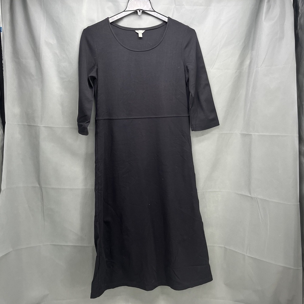 J.Jill Dress Women's Small Black Stretchy Maxi Dress Modest 3/4 Sleeves
